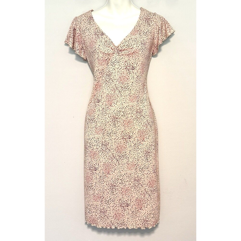 Vintage New York & Co Floral Dress Sz M Flutter Sleeve Grunge 90s Y2K